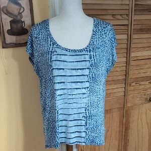 Michael Kors Blue Animal Snake Print Patterned Blouse Size M
